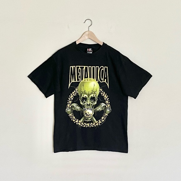RARE Vintage 2001 Metallica No Leaf Clover Pushead Skull Graphic T Shirt Adult L